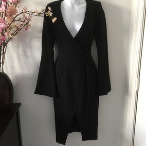 NICHOLAS Black Textured Crepe Blazer Dress
